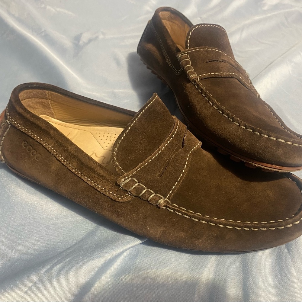 Ecco Brown Slip-On Loafers with Penny Strap - Picture 10 of 15